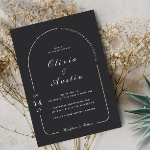 Modern Mnimalist Arch Photo Elegant Unique Wedding Invitation