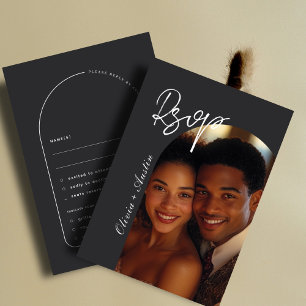 Modern Mnimalist Arch Photo Elegant Unique Wedding RSVP Card