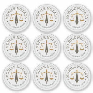 Modern Mobile Notary Logo Stamp Khaki Gold 9x