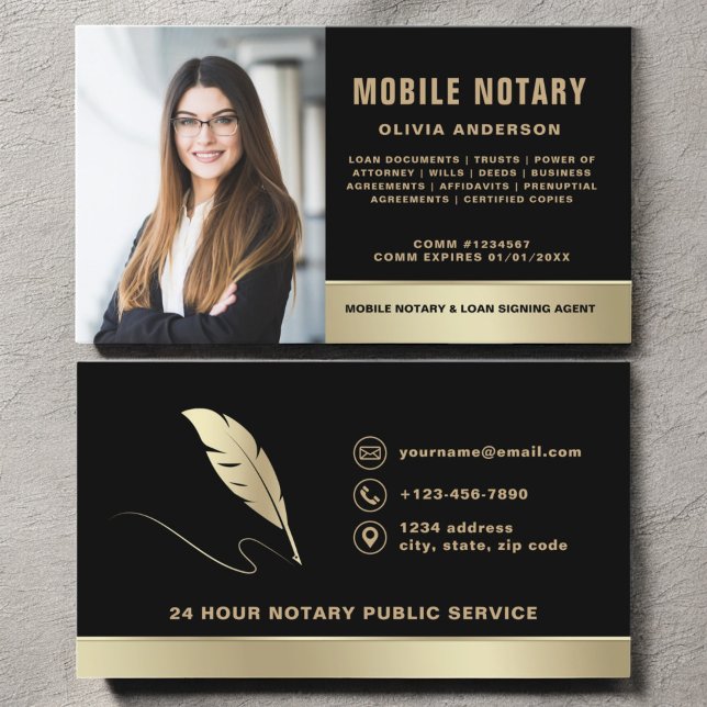 Modern Mobile Notary Photo QR Code  Business Card (Creator Uploaded)