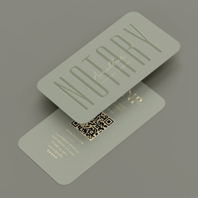 Modern Mobile Notary Public Sage QR Code Business Card (Modern Mobile Notary Public Sage QR Code Business Card
)