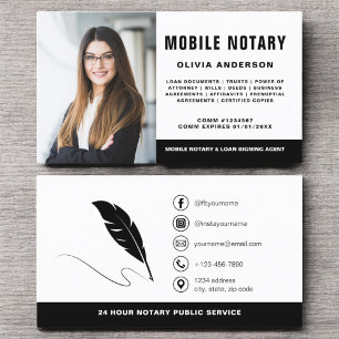 Modern Mobile Notary Signing Agent Photo Business Card