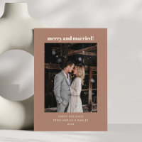 Modern Mocha Brown Merry Married Christmas Photo