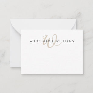Modern Mocha Brown Script Monogram Card