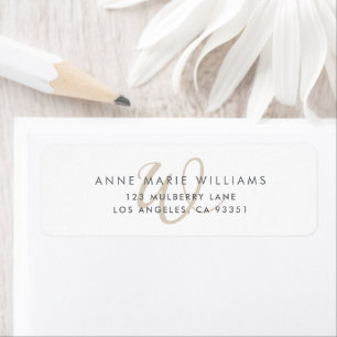 Modern Mocha Brown Script Monogram Return Address