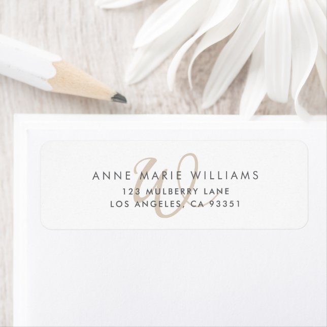 Modern Mocha Brown Script Monogram Return Address (Insitu)