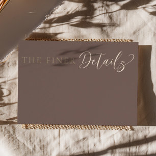 Modern Mocha Brown Wedding Details Enclosure Card