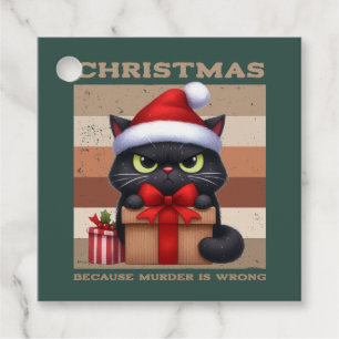 Modern Mocha Christmas Cat Funny Holiday Photo Favour Tags