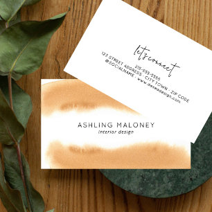 Modern Mocha Coffee Watercolor Natural Minimalist  Business Card