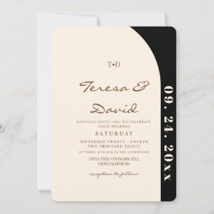 Modern Mocha Cream Boho Photo Wedding Invitation