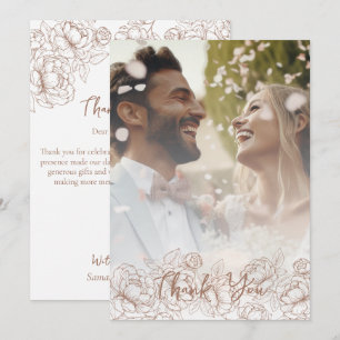Modern Mocha Mousse Boho Elegant Wedding Photo Thank You Card