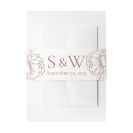 Modern Mocha Mousse Boho Floral Minimal Wedding Invitation Belly Band