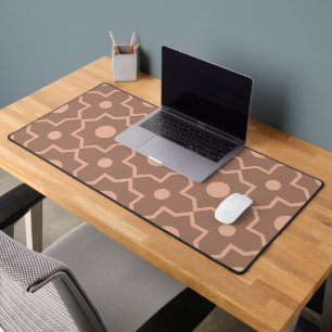 Modern Mocha Mousse Dusty Pink Geometric Shape Desk Mat