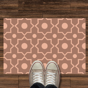 Modern Mocha Mousse Dusty Pink Geometric Shape  Doormat