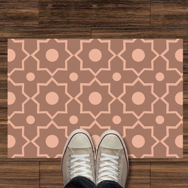 Modern Mocha Mousse Dusty Pink Geometric Shape  Doormat (Creator Uploaded)