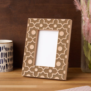 Modern Mocha Mousse Dusty Pink Geometric Shape  Etched Frames