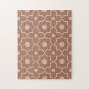 Modern Mocha Mousse Dusty Pink Geometric Shape  Jigsaw Puzzle