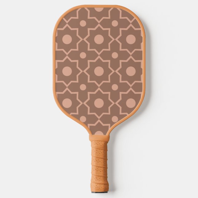 Modern Mocha Mousse Dusty Pink Geometric Shape  Pickleball Paddle (Front)