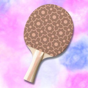 Modern Mocha Mousse Dusty Pink Geometric Shape Ping Pong Paddle