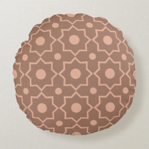 Modern Mocha Mousse Dusty Pink Geometric Shape Round Cushion
