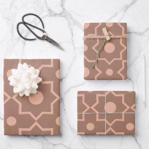 Modern Mocha Mousse Dusty Pink Geometric Shape  Wrapping Paper Sheet