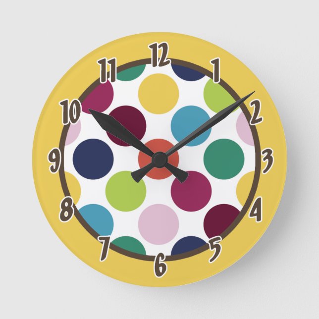 Modern Mod Colourful Polka Dot Clock (Front)