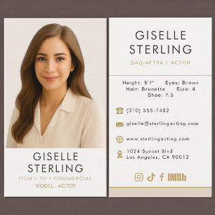 Modern Model Actor Photo Professional  Business Card