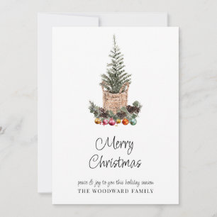 Modern Modern Minimal Watercolor Christmas Tree Card