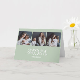 Modern Mom Established 3 Photo Mother's Day  Card
