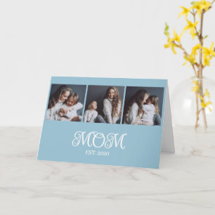 Modern Mom Established 3 Photo Mother's Day  Card