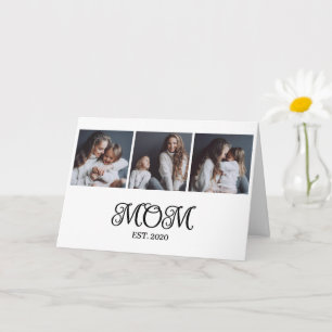 Modern Mom Established 3 Photo Mother's Day  Card