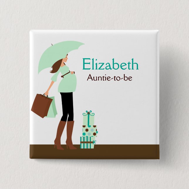 MODERN MOM (GREEN) NAME TAG Custom Button (Front)