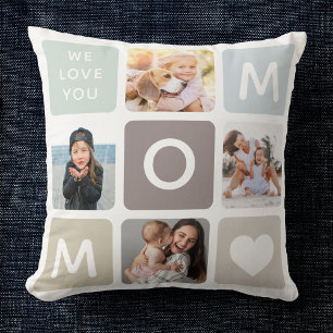 Modern MOM Photo Collage Mother's Day Cute Family Cushion