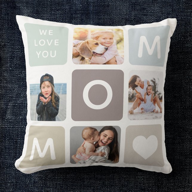 Modern MOM Photo Collage Mother's Day Cute Family Cushion (Creator Uploaded)