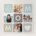 Modern MOM Photo Collage Mother's Day Cute Family Jigsaw Puzzle<br><div class="desc">We love you,  Mum! Modern Mother's day photo collage puzzle featuring 4 of your favourite family photos - and a custom message on a modern,  trendy muted earth tone design backdrop. A wonderful keepsake gift!</div>