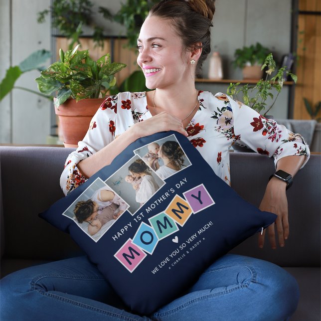Modern MOMMY 1st Mothers Day Photo Keepsake Cushion (Creator Uploaded)