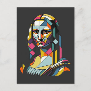 Modern Mona Lisa Stained Glass Style Postcard