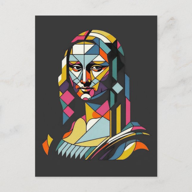 Modern Mona Lisa Stained Glass Style Postcard (Front)