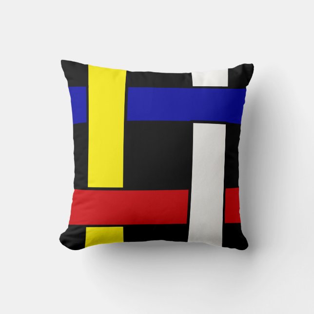 Modern Mondrian Inspired  Abstract Art Cushion (Front)