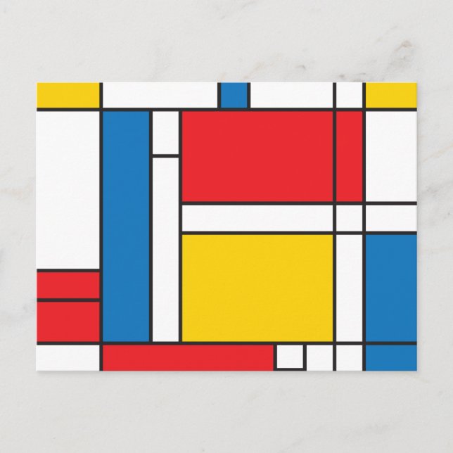 Modern Mondrian Inspired Graphic Pattern Postcard (Front)
