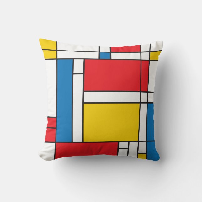 Modern Mondrian Inspired square pillow (Front)