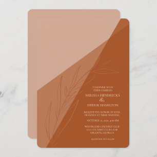 Modern Monochromatic Terra Cotta Wedding Invitation