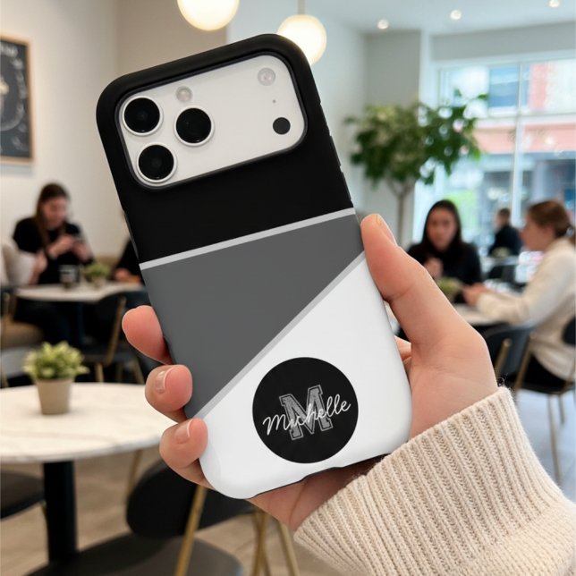 Modern Monochrome Black White Gray Geometric (Creator Uploaded)