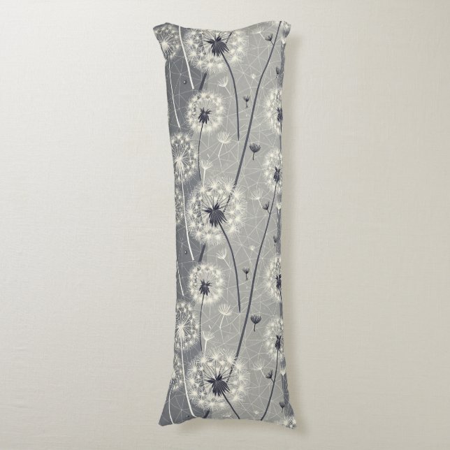Modern Monochrome Dandelion Body Cushion (Front Vertical)