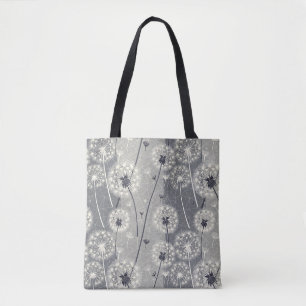 Modern Monochrome Dandelion Tote Bag