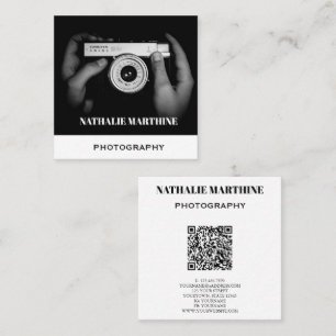 Modern Monochrome Photography Square Business Card