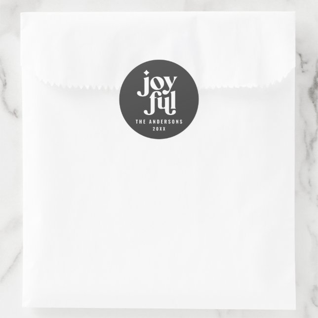 Modern monochrome typography christmas holiday classic round sticker (Bag)