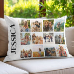 Modern Monogram 12 Photo Collage Lumbar Cushion<br><div class="desc">Create your own personalised photo collage throw pillow featuring 12 of your favourite pictures and custom monogram name.</div>