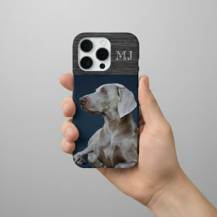 Modern Monogram 1 Photo Collage Brushed Metal Grey iPhone 16 Pro Case