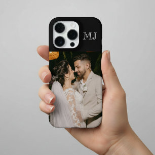 Modern Monogram 1 Photo Midnight Black iPhone 16 Pro Case